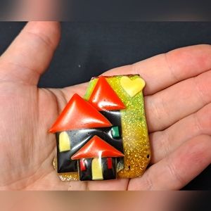 Vintag Acrylic House Brooch By Luncinda Yates